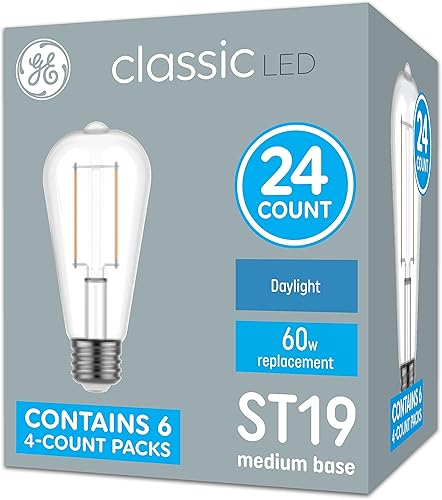 GE Bombillas LED clásicas, luz diurna, estilo Edison ST19 (paquete de 24), color blanco