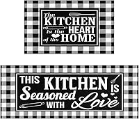 Vista 17 de Juego de 2 tapetes de cocina con diseño floral rosa, antideslizantes, lavables, color rosa, para piso, 2 piezas