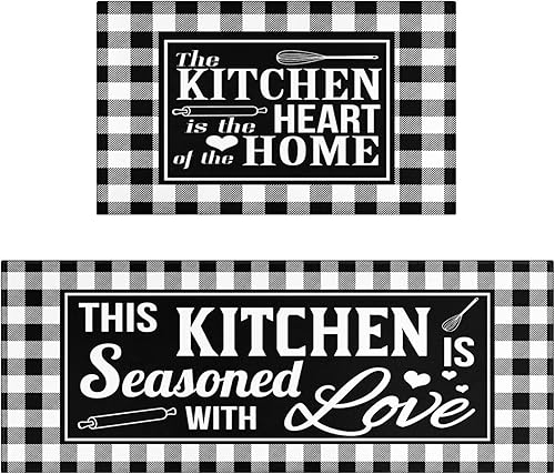 Miniatura 17 de Juego de 2 tapetes de cocina con diseño floral rosa, antideslizantes, lavables, color rosa, para piso, 2 piezas