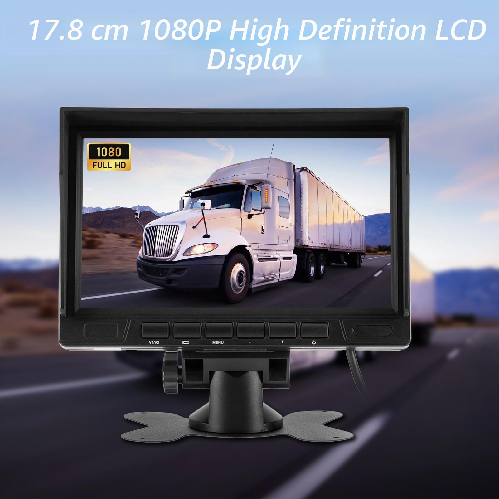 NHOPEEW 7 Zoll Rückfahrkamera Monitor Set mit 1080P Rückfahrkamera - IP69 wasserdicht/Super-Nachtsicht/Weitwinkel - Rückfahrkamera Set für LKW/Bus/Anhänger/Wohnmobile