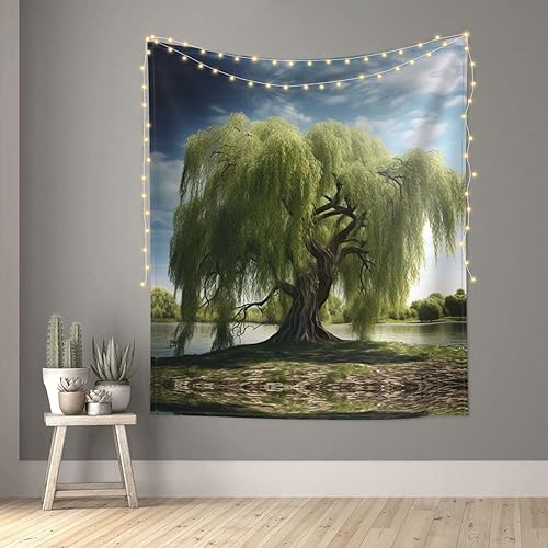 Miniatura 6 de YAzgaN Tapiz decorativo de pared de árbol de sauce de 60 x 51 pulgadas, textura suave, duradero, agradable al tacto y ligero, perfecto para colgar