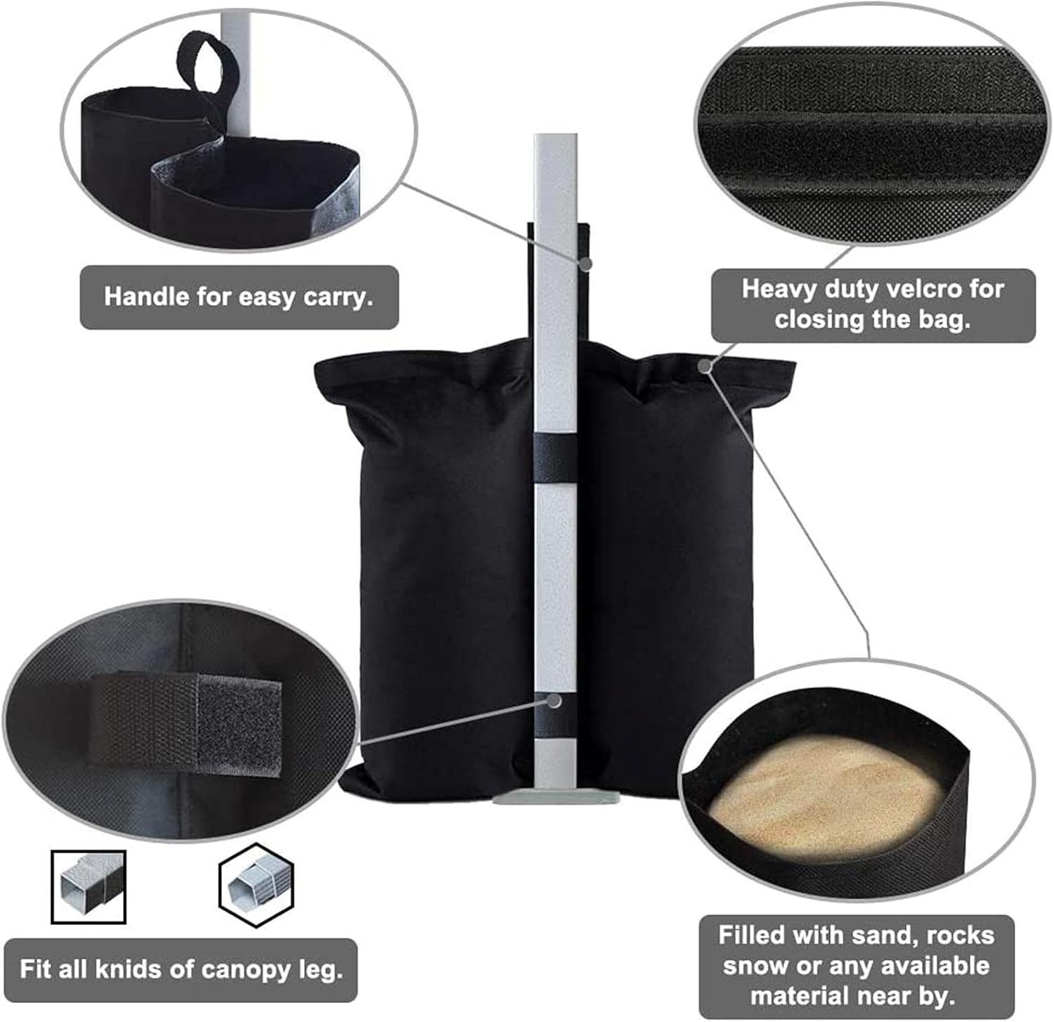 4 Pack Gazebo Weightbags, Heavy Duty Gazebo Sandbags Waterproof