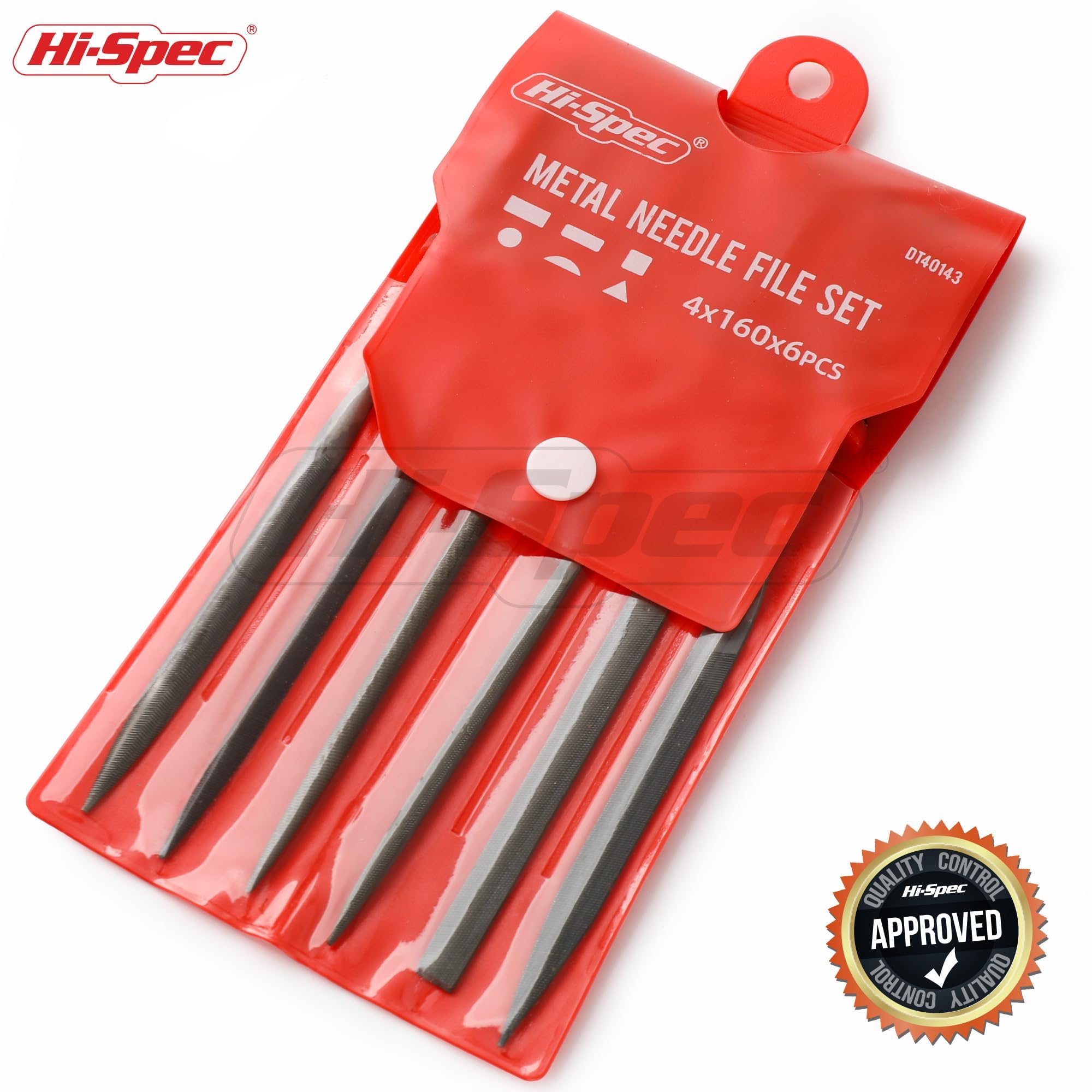 Hi-Spec Lime per Ferro, Set Lime di Precisione a Mano per Metallo e Legno, Mini Lime (Piatta, Mezza Tonda, Tonda, Triangolare), per Sbavare e Rifinire, 6 Pezzi