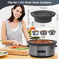 Vista 2 de Slow Cooker Liners fit Crock Pot 7-8 QT,Maywe Tanso for Crock Pot Liners For 7-8 Quart Oval Slow Cookers,Reusable & Leakproof Silicone Slow Cooker