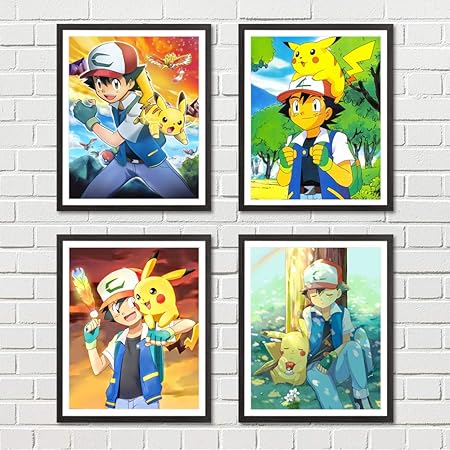 Amazon Com 4 Panels Japanese Manga Anime Pokemon Pikachu Ash Katchum Poster Canvas Prints 8 X 10 Inches Wall Art Decoration No Frame Posters Prints