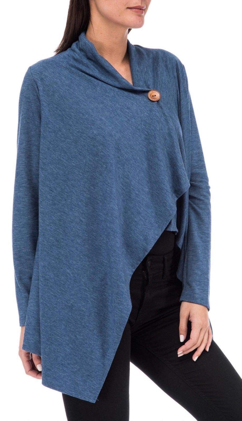 Bobeau Women's Signature Sweater Cardigan Soft, Cozy, Blue (Extra Large)