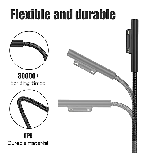 Miniatura 4 de YACSEJAO Cable de carga Surface Pro USB-C de 15 V3 A, 60 W, conexión de superficie a USB C, cable de carga para Surface Pro 76543 Go321 y más (6.6