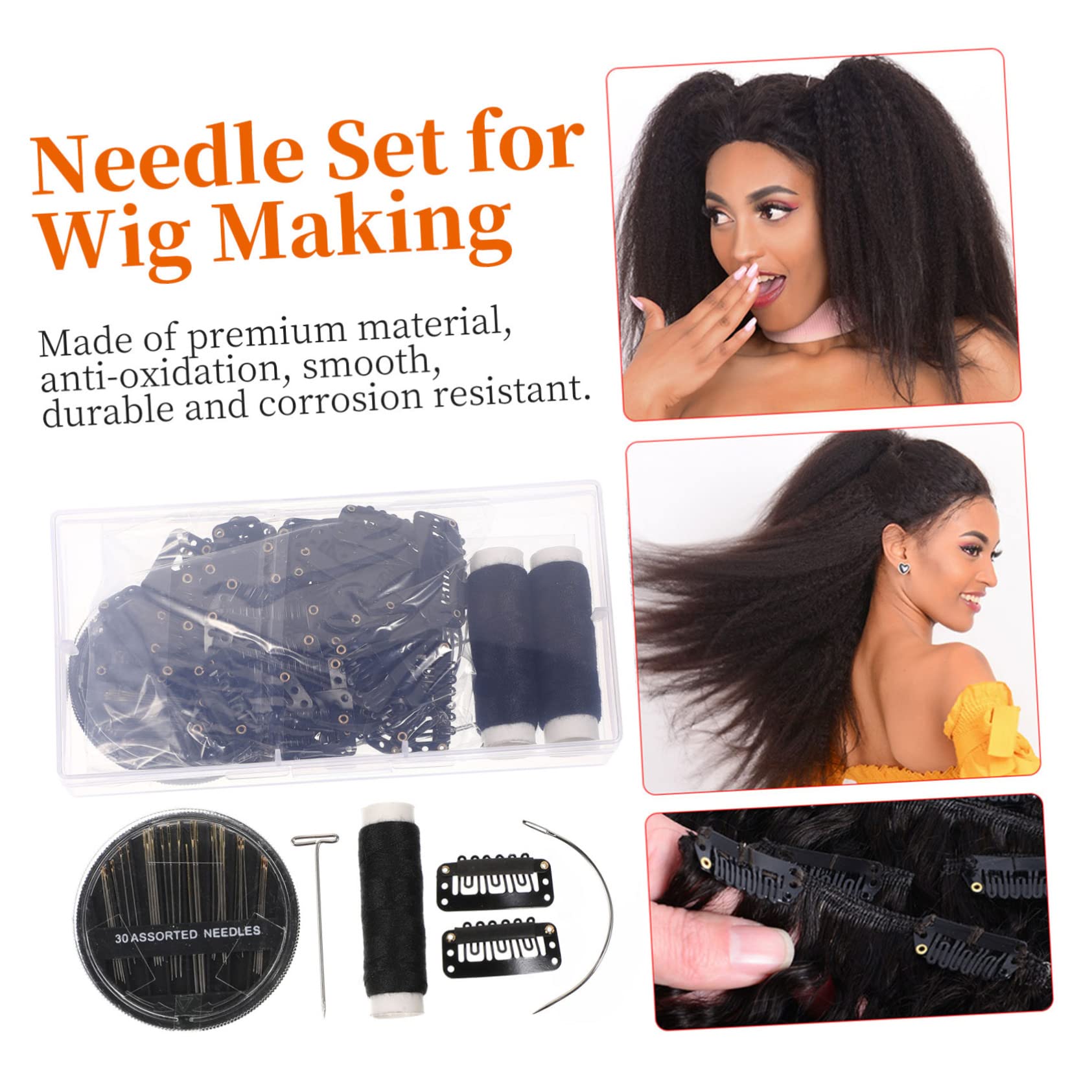 minkissy 3sets Clip Per Parrucche e Needles t Per Cucire Di Accessori Per Estensioni e Parrucche Facili Da Usare