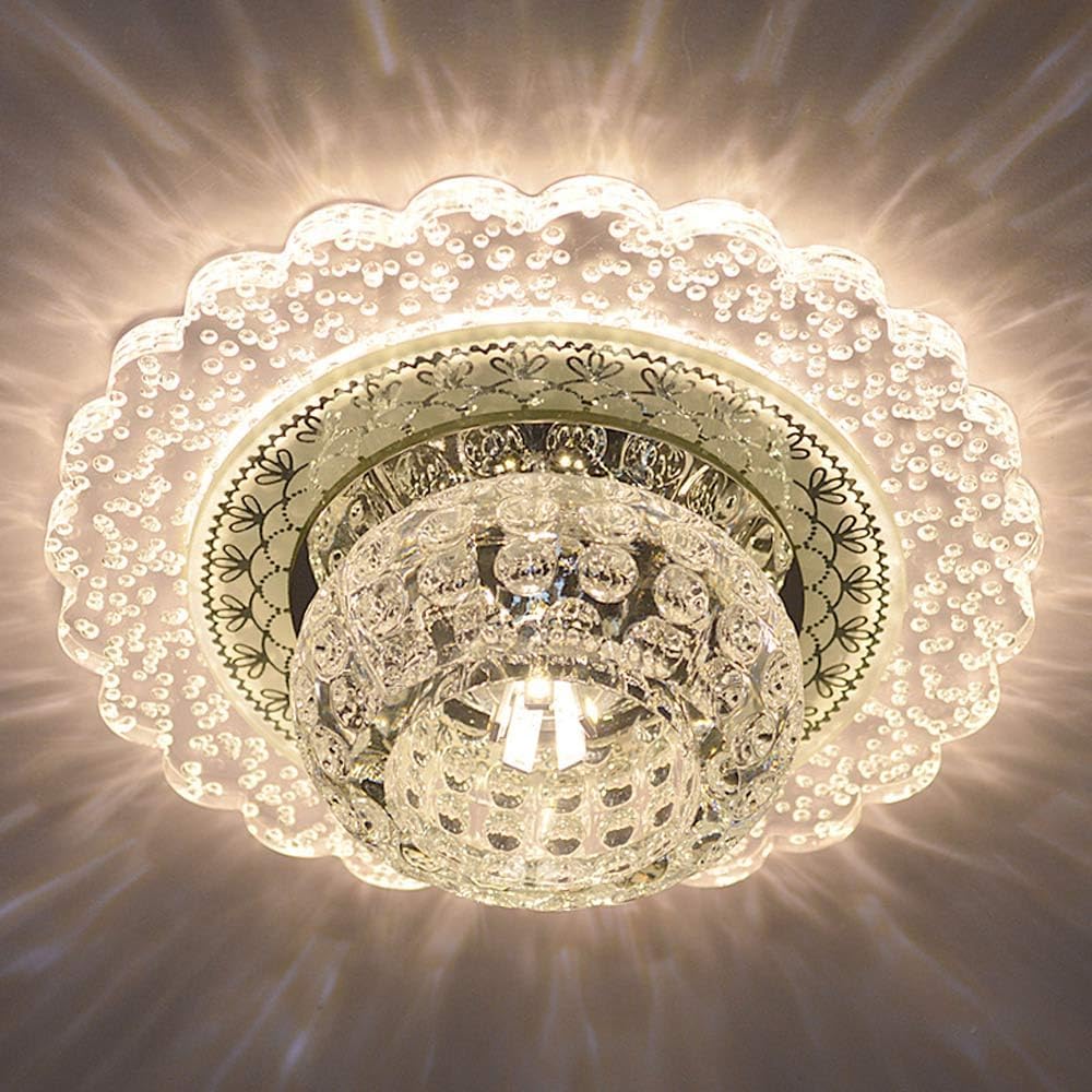 USMJQVZ 14W Simple Crystal LED Can Lights Retrofit Recessed Lighting LED Ceiling Recessed Downlight Modern Semi Flush Mount Ceiling Light Fixture Home Decoration