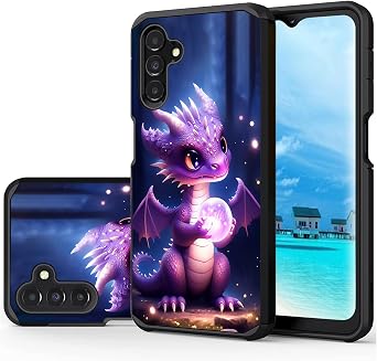 for Samsung Galaxy A13 5G Case, Hybrid Shock Proof Duty Dual Layer Protective Cover Case for Samsung Galaxy A13 5G,Purple Dragon Baby