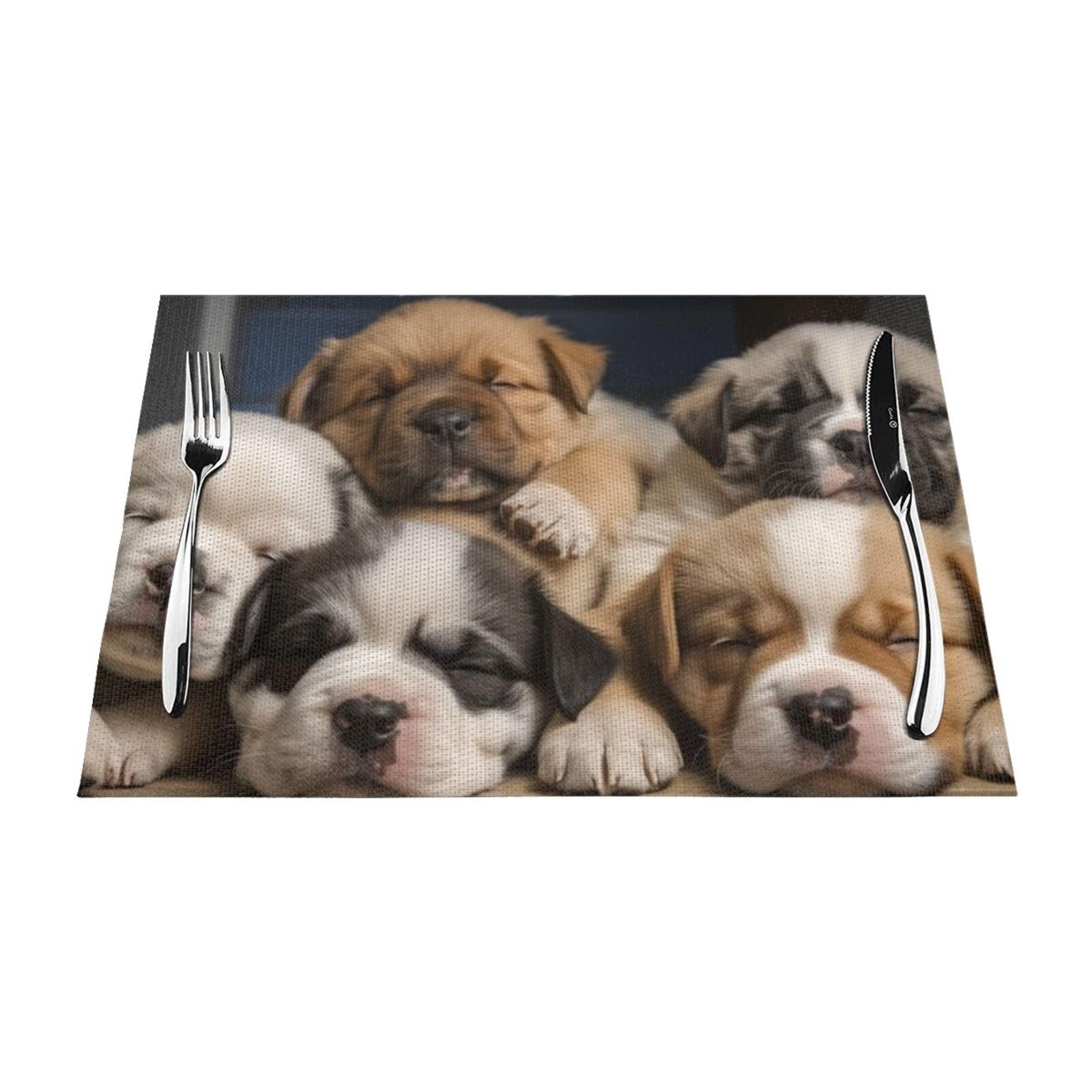 Sets de table chiens endormis lot de 4 protège-tables lavables 45x30 cm