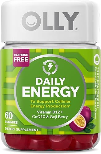 Suplementos Olly Daily Energy pasión tropical gomosos sin cafeína para energía diaria; 60 unidades.