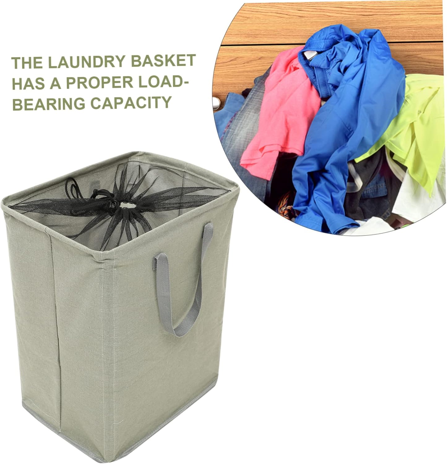 Foldable Linen Laundry Basket with Double Handles Collapsible Cotton Linen Clothes Hamper for Bedroom Dorm Closet Storage Upright and Easy to Carry Multipurpose Organizer for