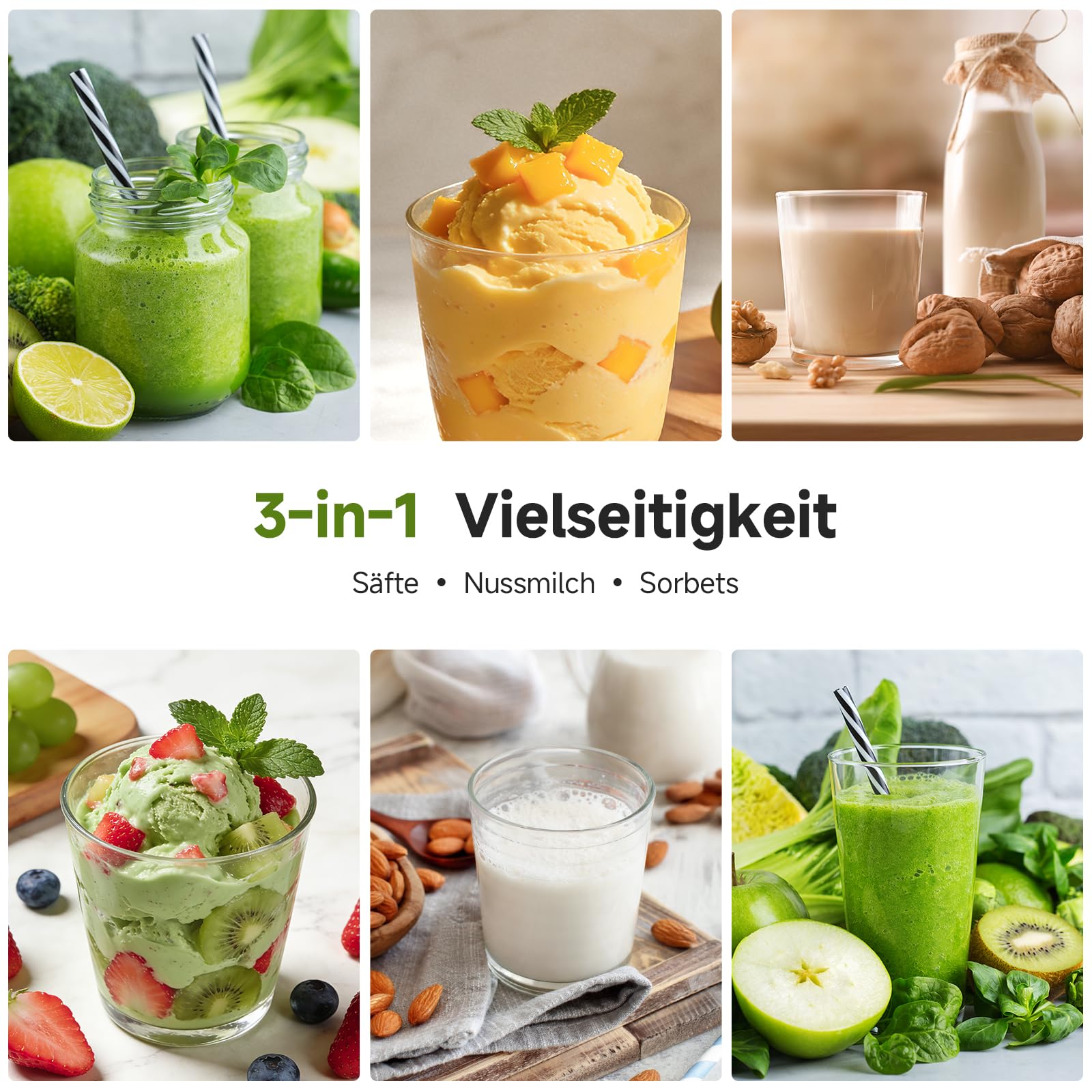 AMZCHEF Slow Juicer 600W 160 mm Einfüllschacht 2,5L Kaltpresse Saftpresse Matt Schwarz