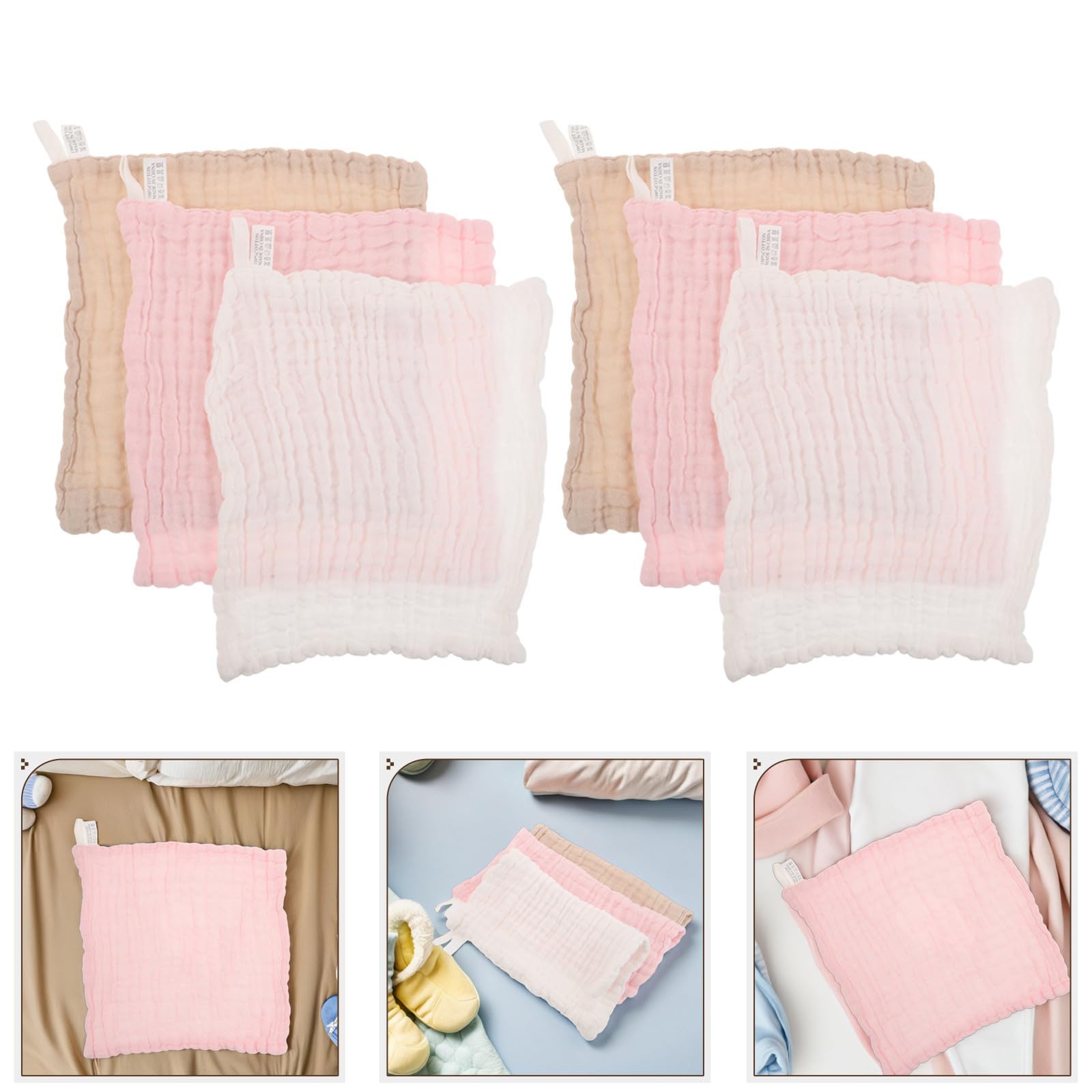 Toyvian 18 Piezas Toalla de Baño para de Algodón Puro, Seis Capas, Tamaño 25x25 Cm, Flexible y Absorbente para Limpieza Delicada, Adecuado para Pañales y Cuidado Diario