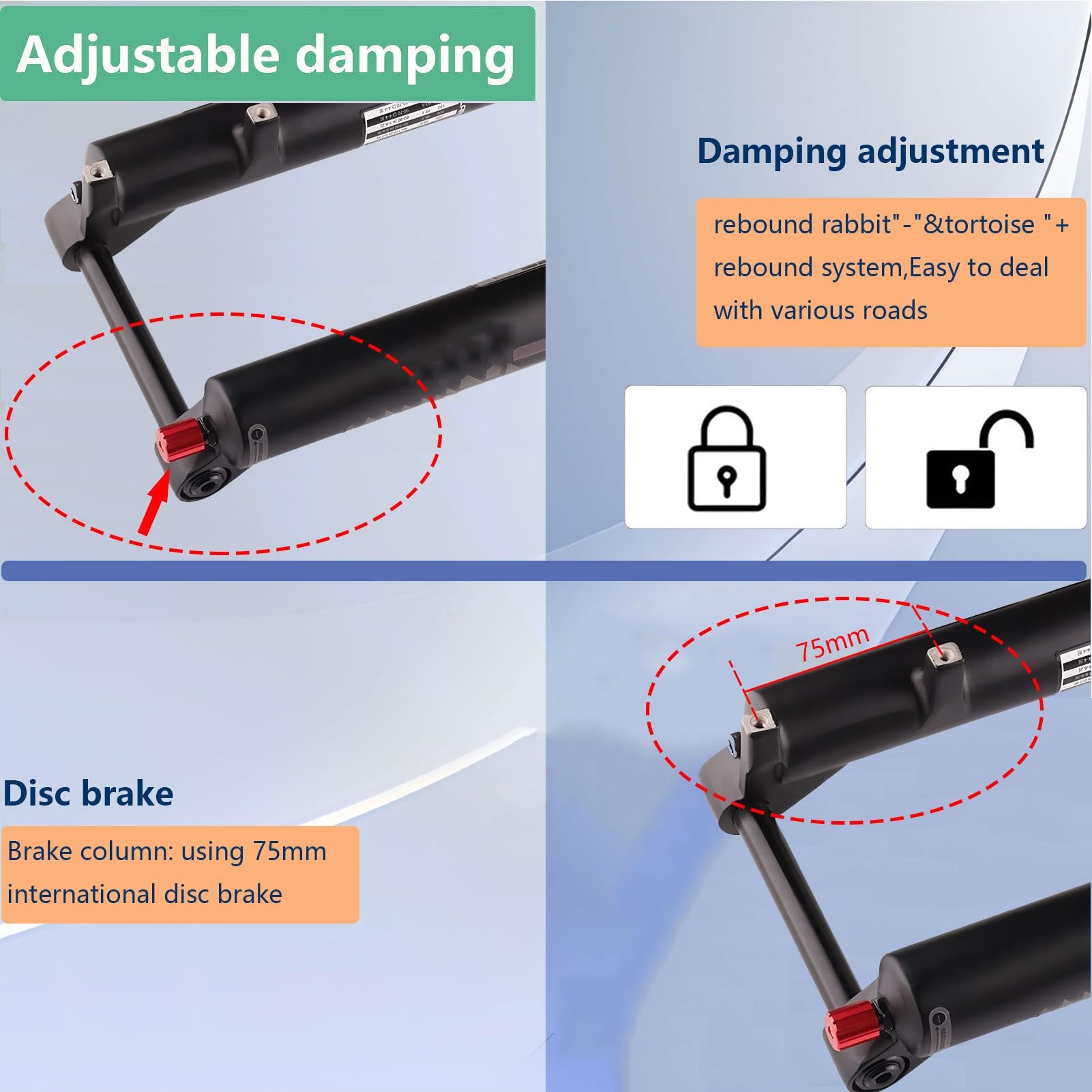 AuroraXQ Horquilla de Bicicleta de Montaña de 26/27,5/29 Pulgadas con Eje Pasante de 15x100mm, Viaje de 160mm y Suspensión Recta/cónica de Aleación de Aluminio de 1-1/8" for Bicicletas de MTB/XC/Trail