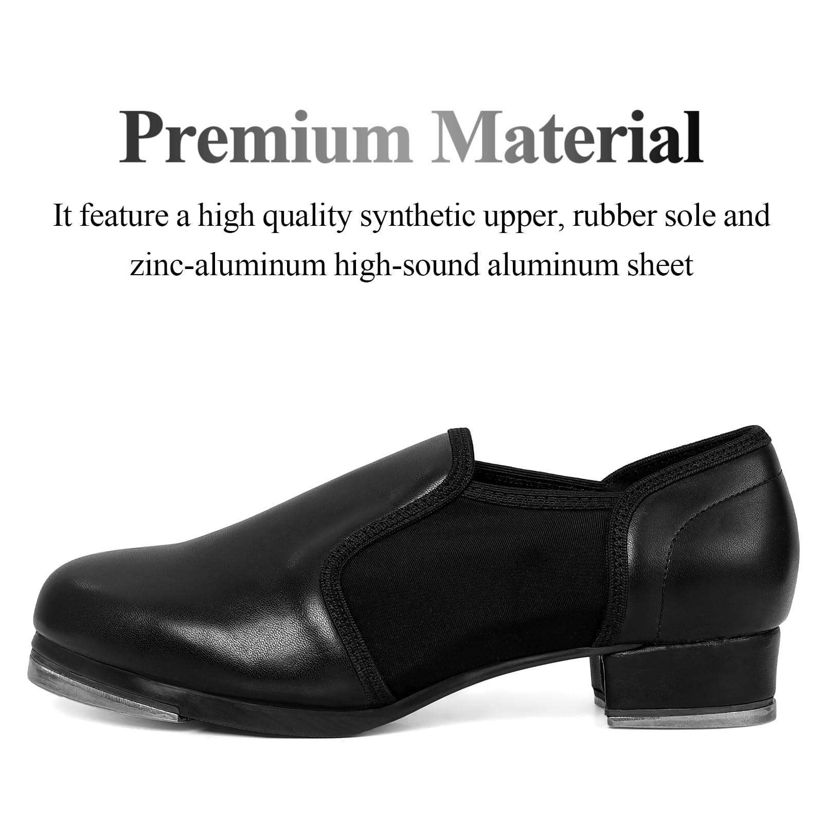 lalaball Leather Tap Shoes Slip On Dance Shoes Black Jazz Shoes for Adult Men, 12 M US