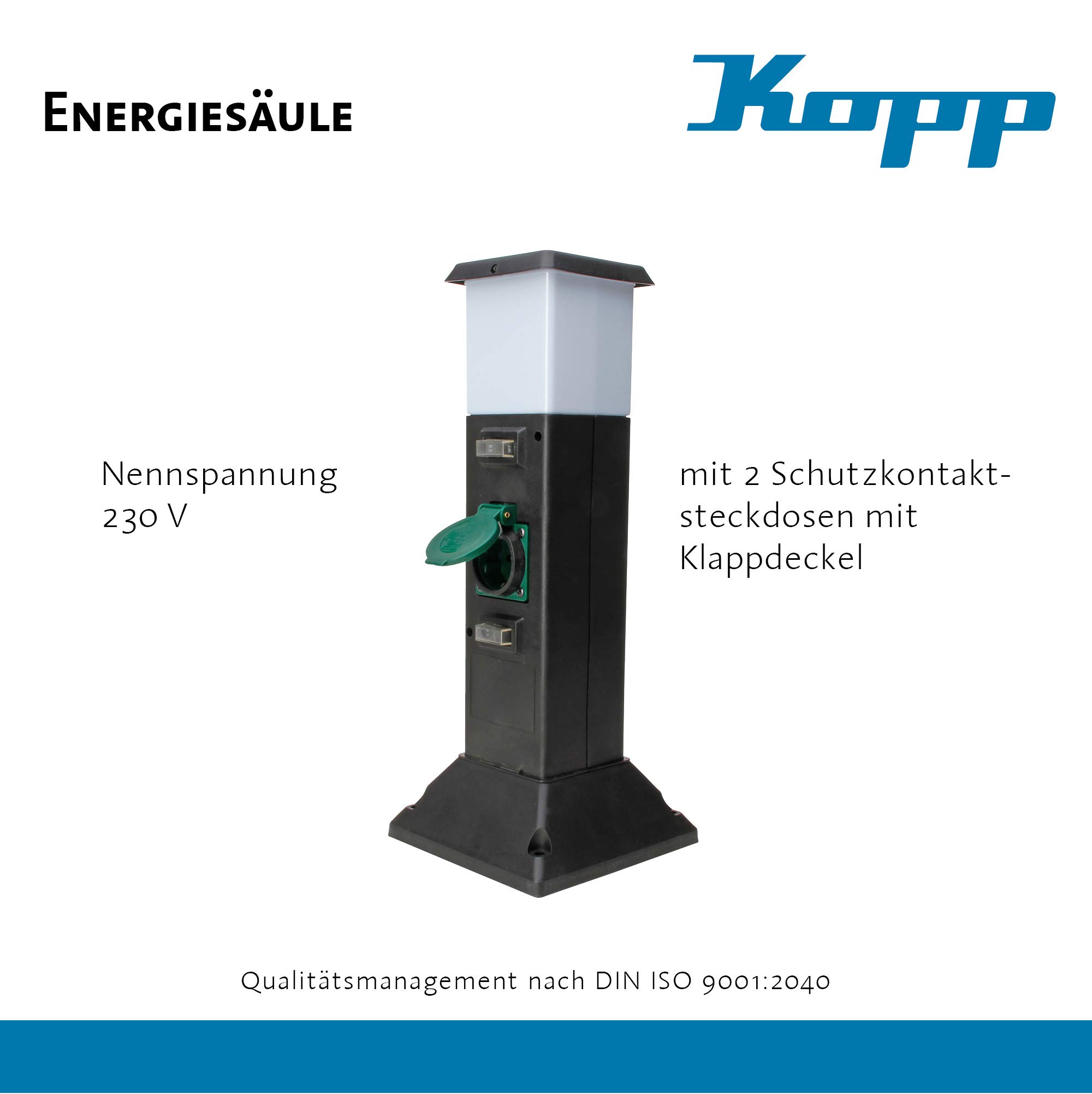 Kopp 145326012 - Enchufe para jardín (2 Unidades, Color Negro, Verde, conmutable Individualmente, con estaca, con función de luz), Color Negro