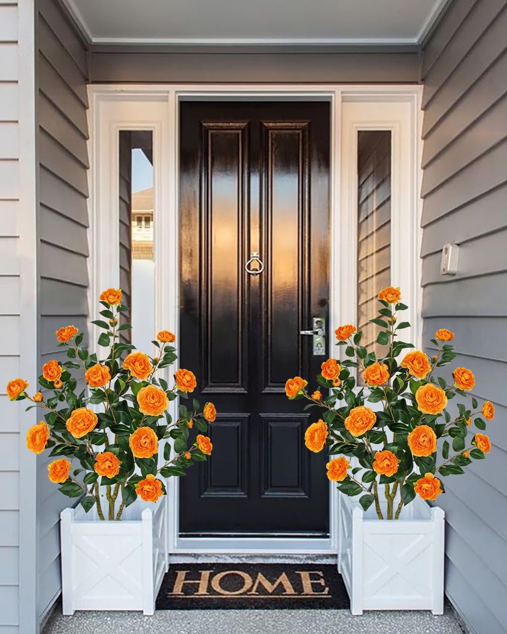 Árbol de camelia artificial de 90 cm, árbol de arte con flores, árbol de camelia artificial naranja, árbol decorativo, plantas artificiales como de verdad en maceta, decoración de primavera