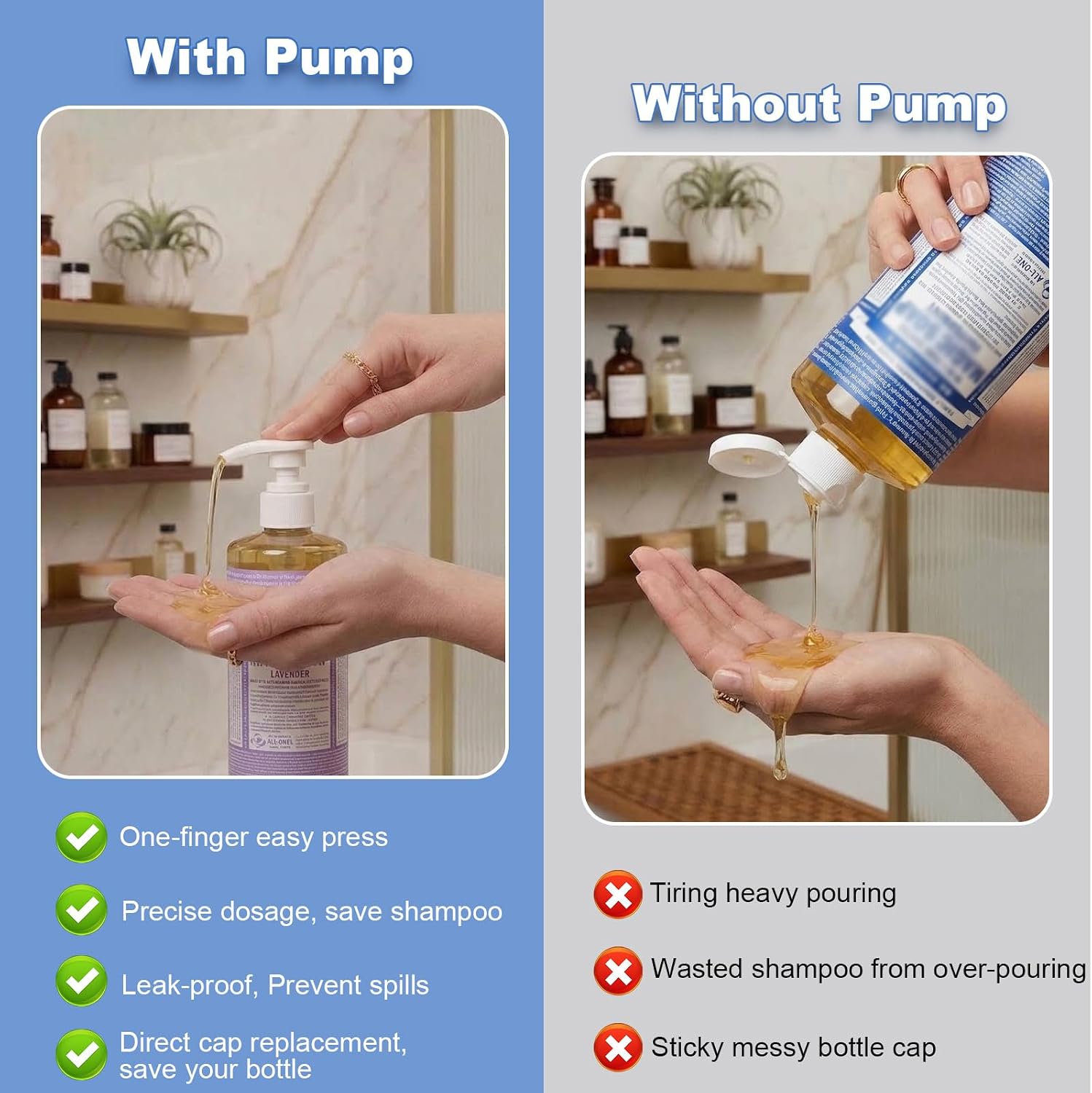 3 Pcs Dispenser Pumps Compatible with Dr. Bronner Soap 16 25 32 Oz Bottles