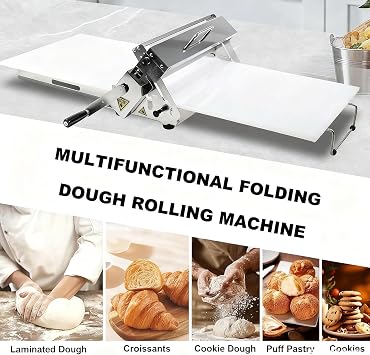 Dough Roller Adjustable Thickness, Folding Dough Roller Machine, with Sheeter Board Manual Dough Roller Machine, for Pizza, Croissants, Pastry & Fondant Table Top Design B