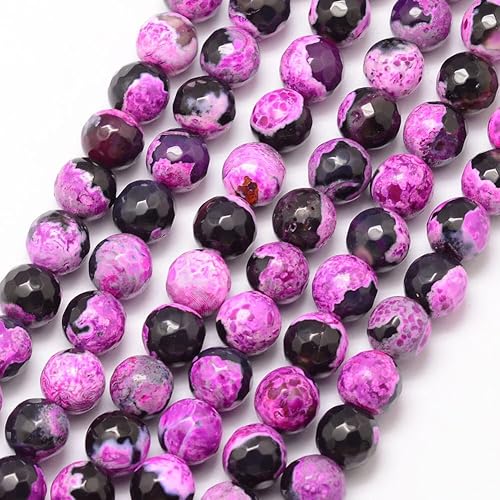 Miniatura 4 de KISSITTY Hilos de cuentas de ágata agrietada de fuego natural de 0.394 pulgadas para pulseras, aretes, collares, joyas, espaciadores redondos,