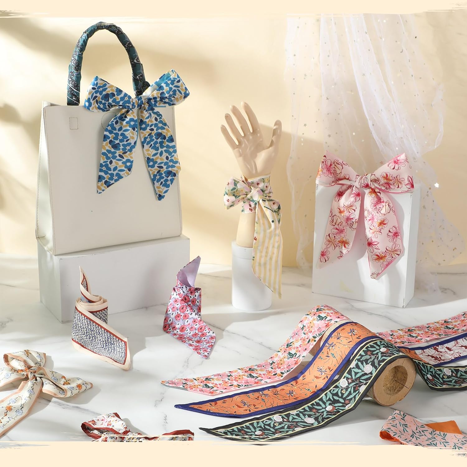 Handepo Women Handbag Head Scarf Hair Purse Ribbon image 4