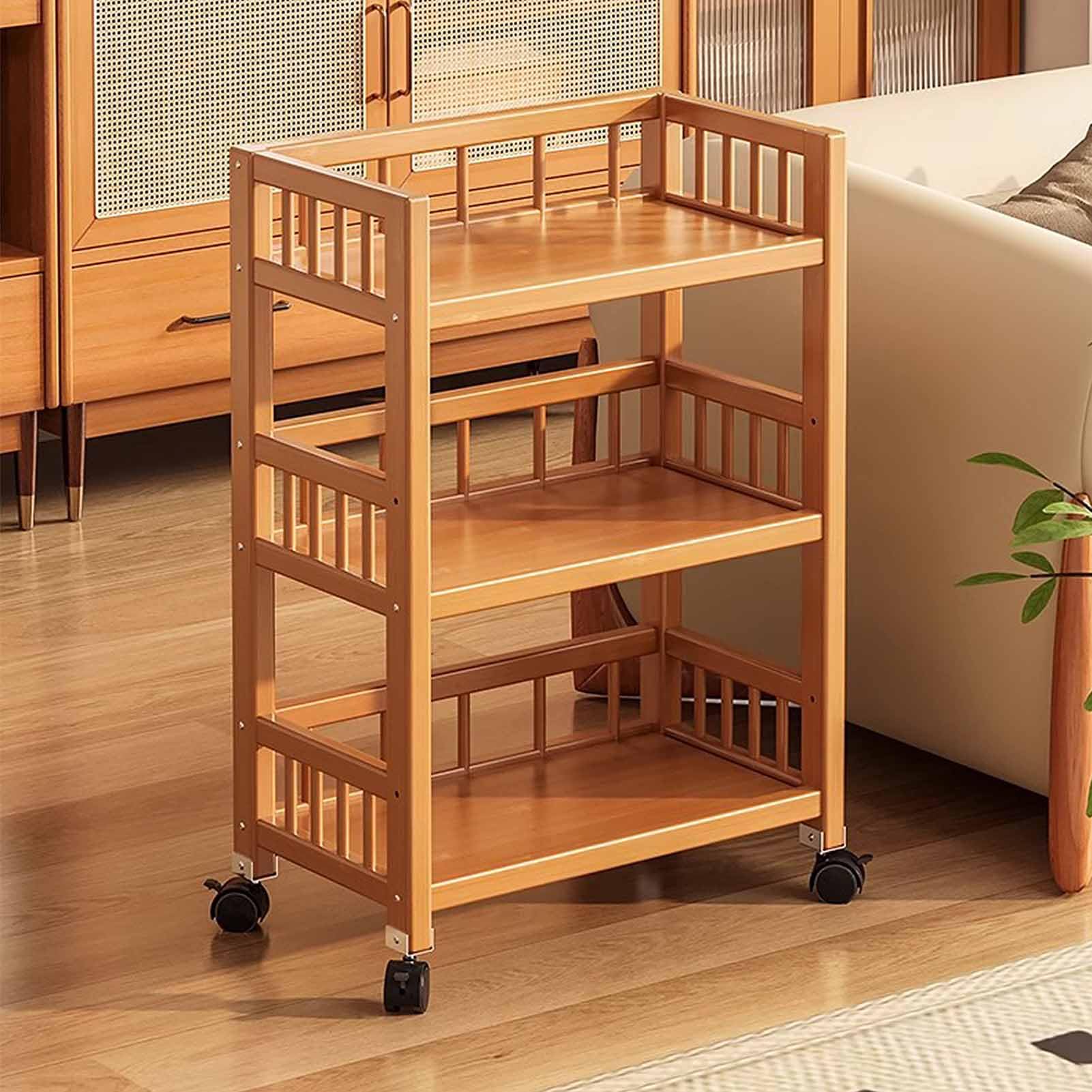 Amazon.com: 3 Tier Bamboo Storage Cart Kitchen Removable Rolling