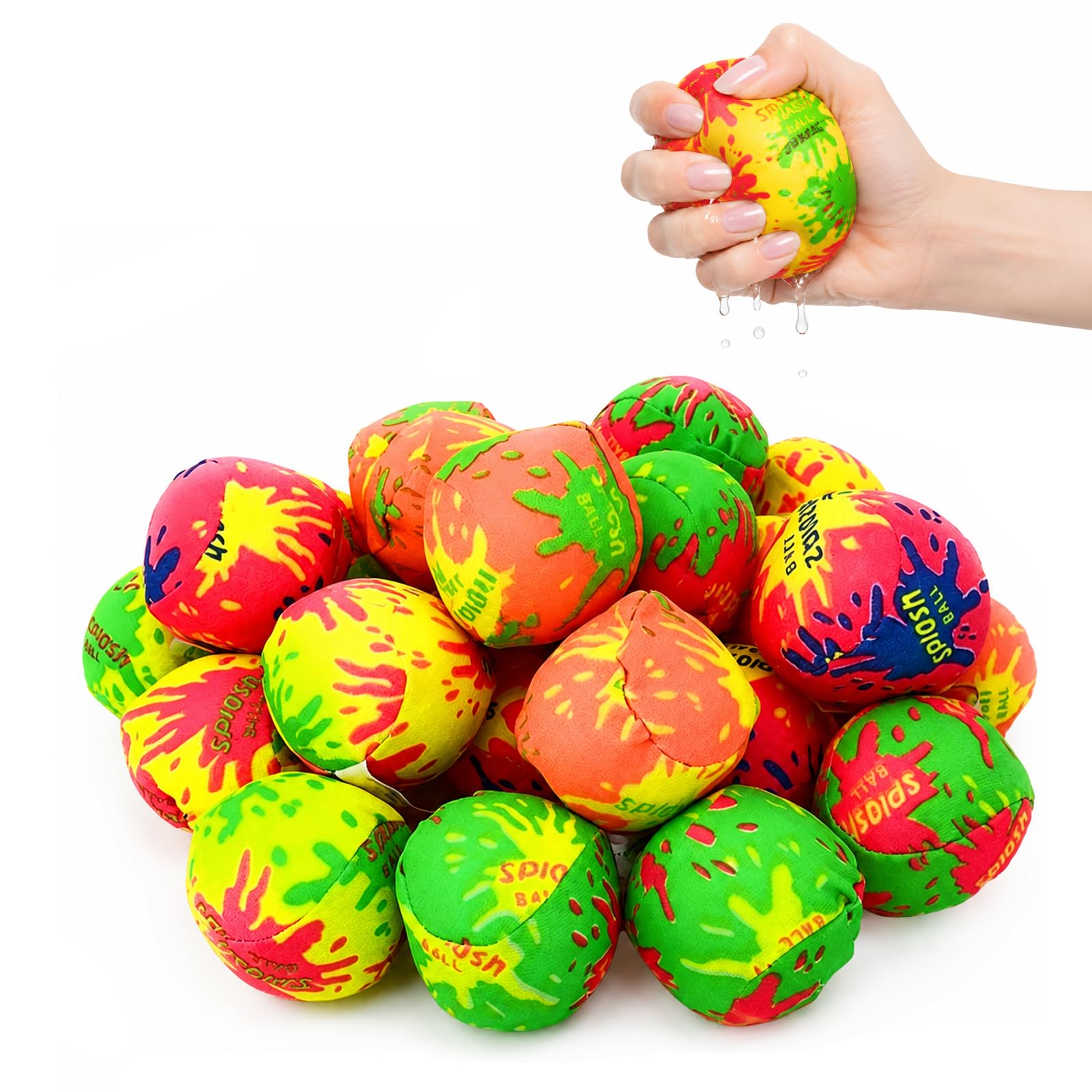 30pcs Reusable Water Balloons,5CM Reusable Water Absorbent Ball Mini Water Splash Balls, Soft Cotton Water Bombs For Kids,for Pool, Beach, Summer Water Games, Outdoor Party Fun,for Kids & Adults