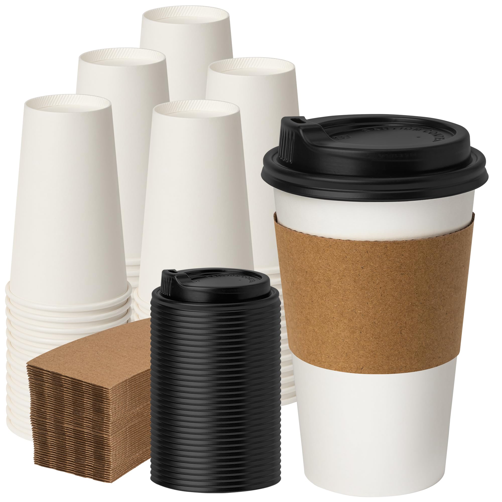 METAPRINT 100 Pack 16 oz Disposable Coffee Cups with Lids and Sleeves — Amazon image 9