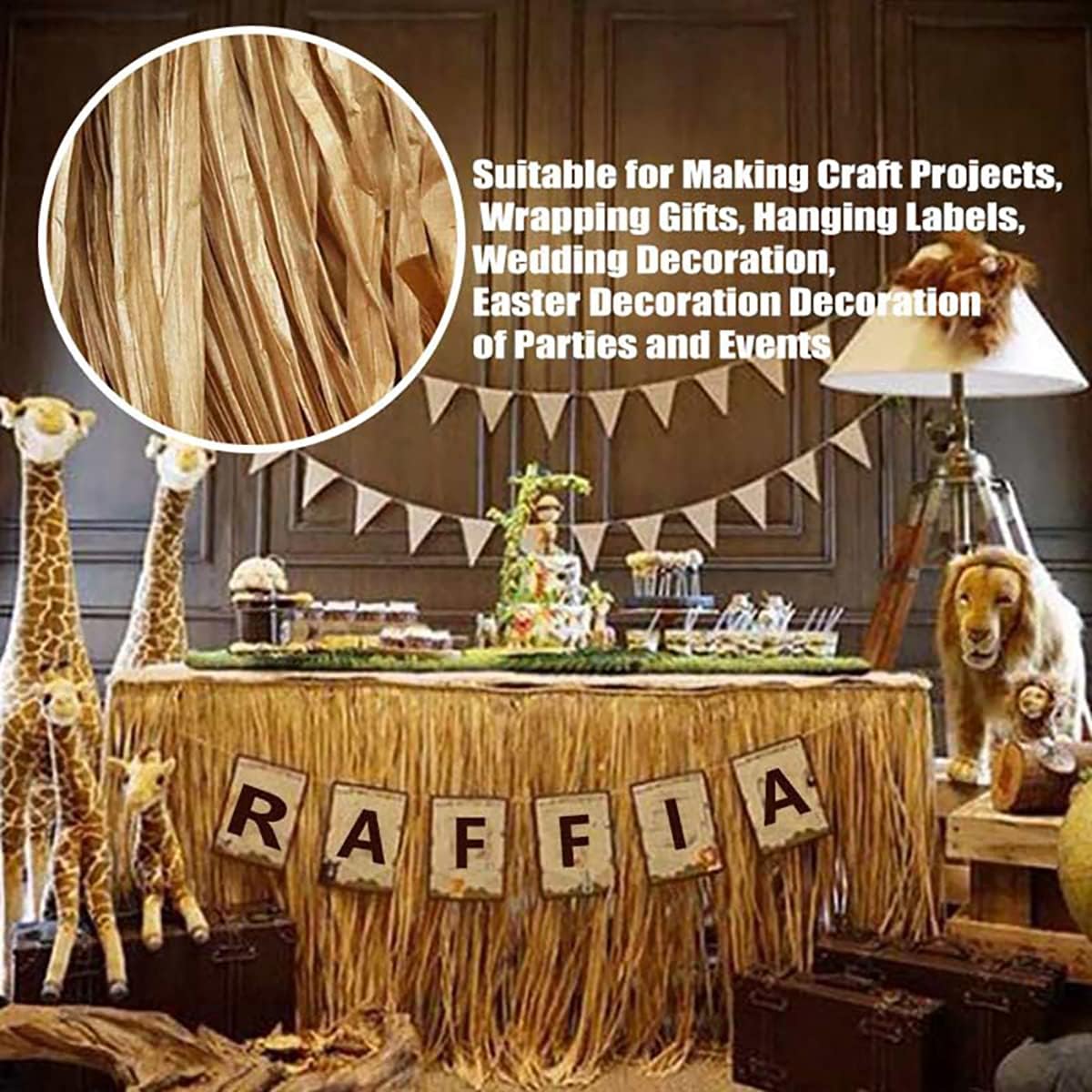 218.72 Yards Raffia Paper Craft Ribbon, Raffia Rope Wrapping Strings Gift Box Packing Paper Twine for DIY Crafts Wedding Party Bouquet Decor Gift Box Packaging,Yellow