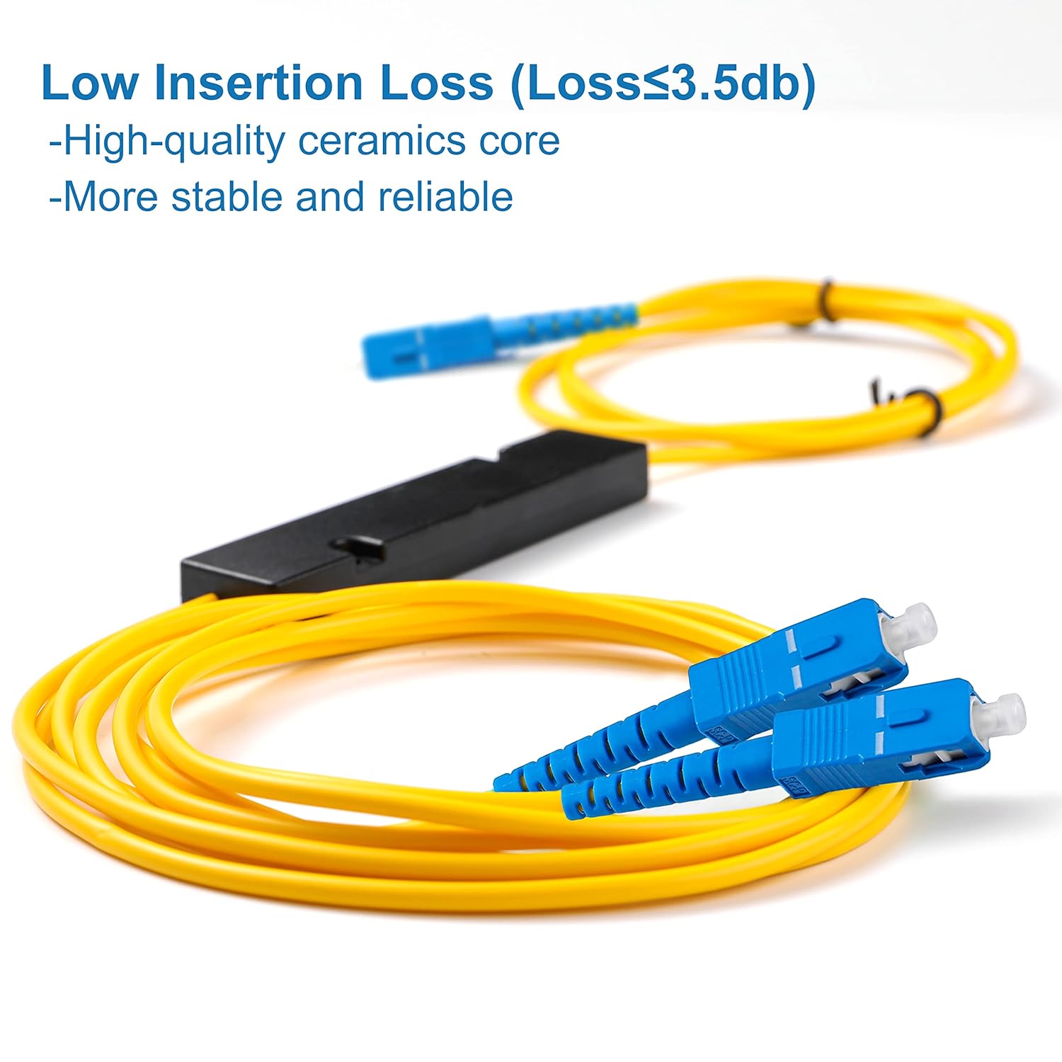 GwliUni 4PCS Fiber Optic Cable Splitter with 1 to 2 Distribution Channel 50:50 Ratio Wiring Coupler for GPON,FTTH,CATV System (SC-UPC 1 to 2)