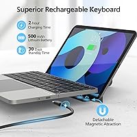 Vista 4 de MicroPack - Teclado Bluetooth plegable con panel táctil y soporte, cubierta de piel sintética, batería de 500 mAh. Teclado portátil ultrafino Gris