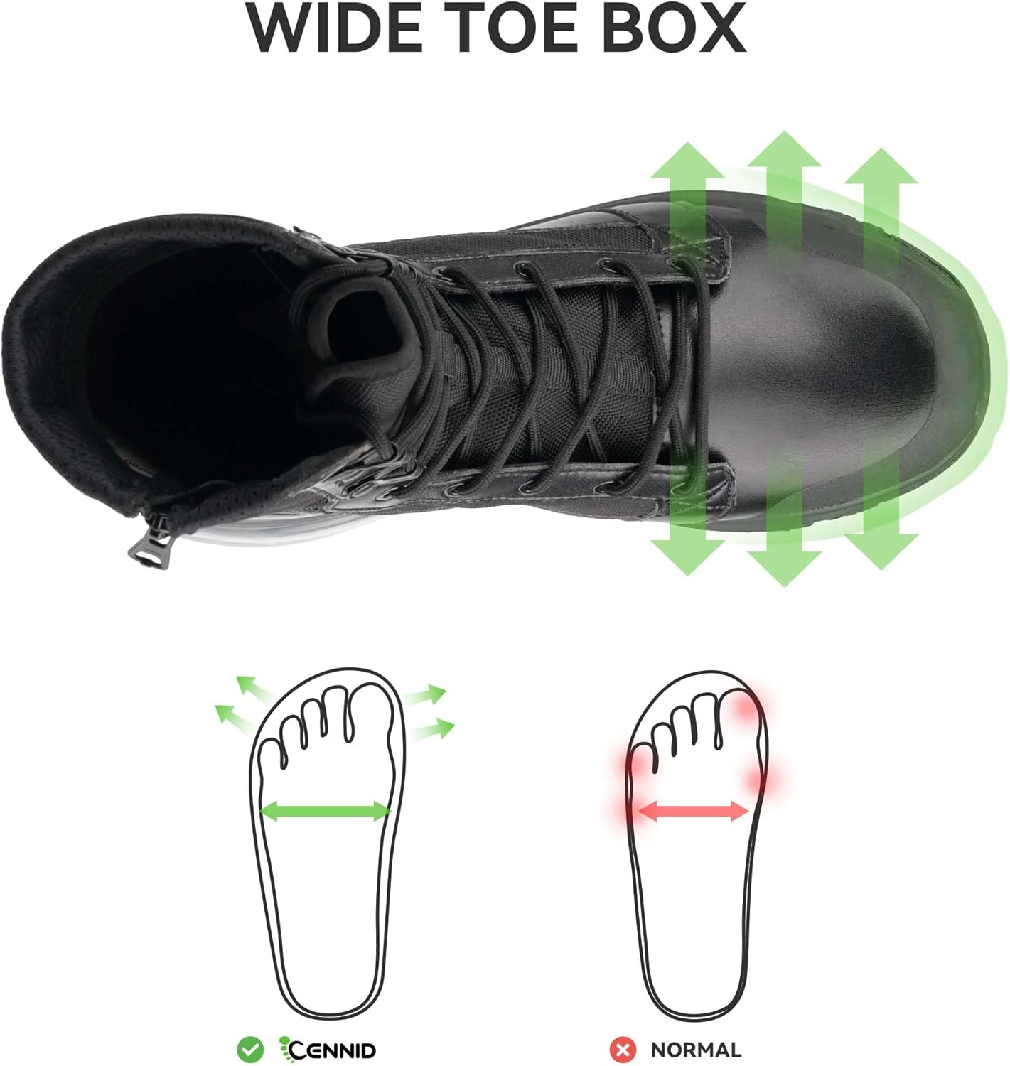 Women's Waterproof Work Tactical Boots Wide Non Slip Boots Lightweight for Side Zipper All Day Comfortable Hiking Motorcycle Service - Image 6