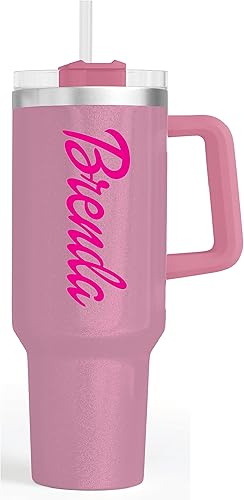 Miniatura 4 de Vaso personalizado de 40 onzas con asa y pajilla, vaso aislado de acero inoxidable, taza de viaje, taza de café de doble pared para bebidas frías y