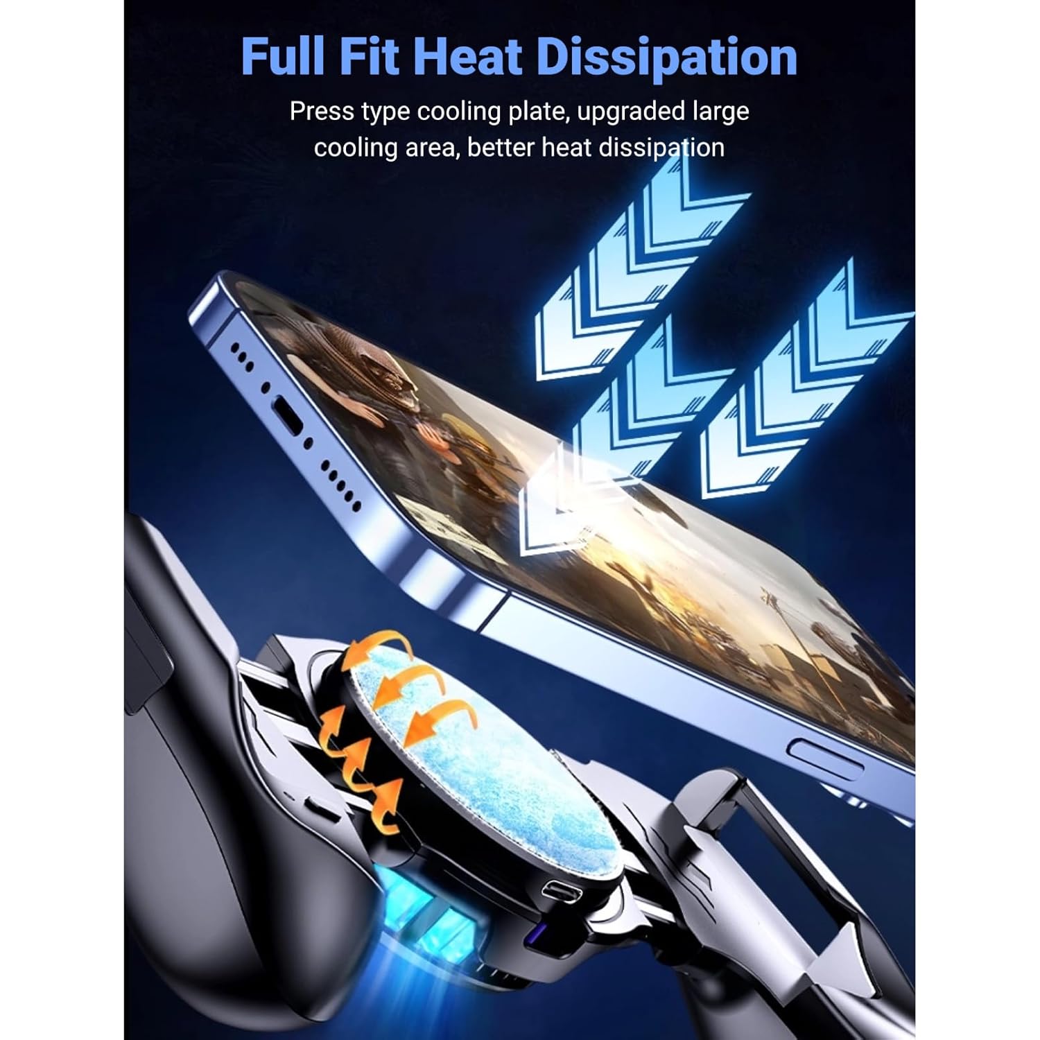 Close-up of the cooling plate making full contact with a smartphone