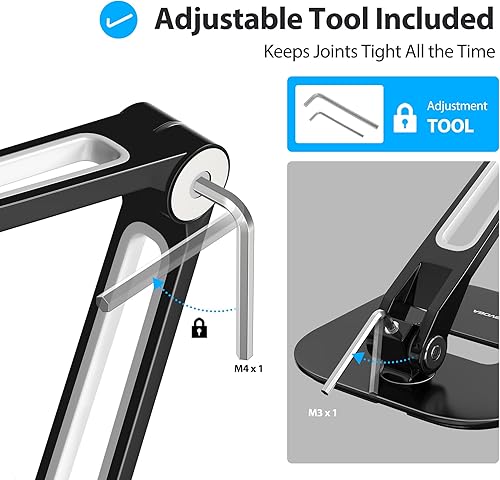 Miniatura 7 de AboveTEK Soporte para tableta, soporte ajustable para iPad multiángulo, soporte giratorio de 360 para iPad, soporte de escritorio de aluminio para