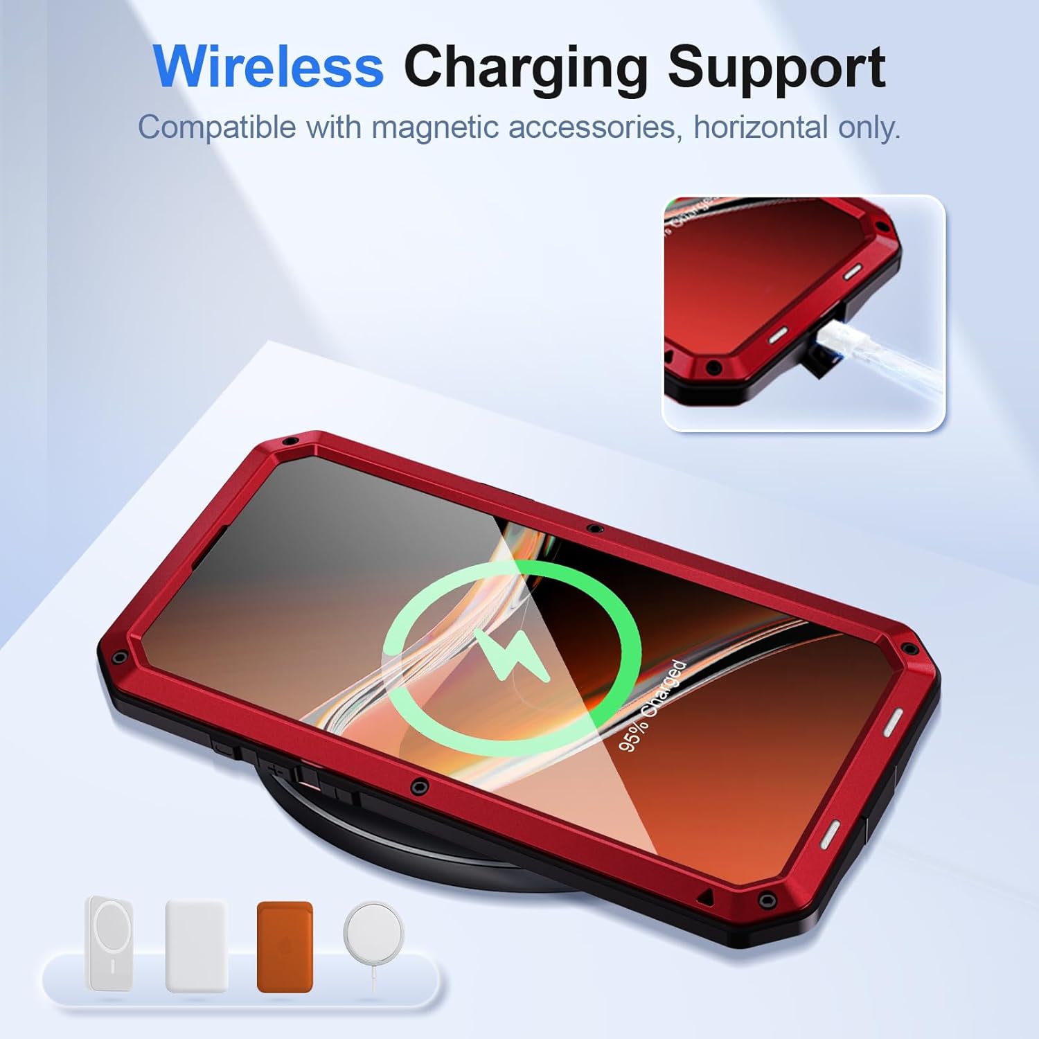 Mitywah Metal Case for iPhone 16 Pro Max, Rugged Phone Case Built-in 9H Screen Protector Military Grade Full Body Protection Heavy Duty Dual Layer Screw Bumper Protective Case iPhone 16 Pro Max Red | Aluminum Phone Case, 9H Screen Protector, Military Grade, Full Body Protection, Heavy Duty, Dual Layer