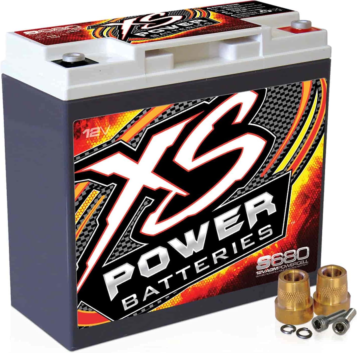S680 1000 Amp AGM Racing Battery with 586 & M6 Terminal Hardware - 12 Volt 20Ah 370CA Deep Cycle AGM Powercell for Performance Race Cars