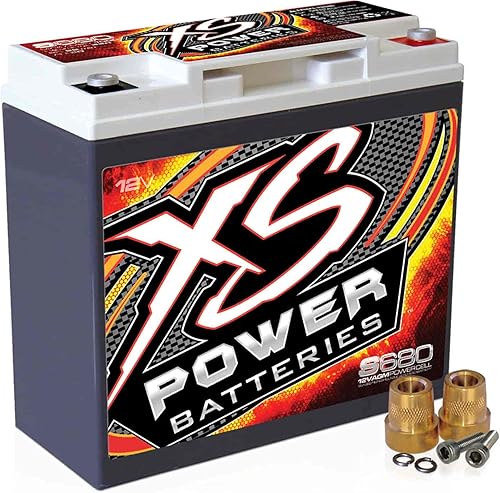 XS Power S680 - Batería de carreras AGM de 1000 amperios con hardware de terminal de 586 y M6, 12 voltios, 20 Ah 370 CA, ciclo profundo AGM