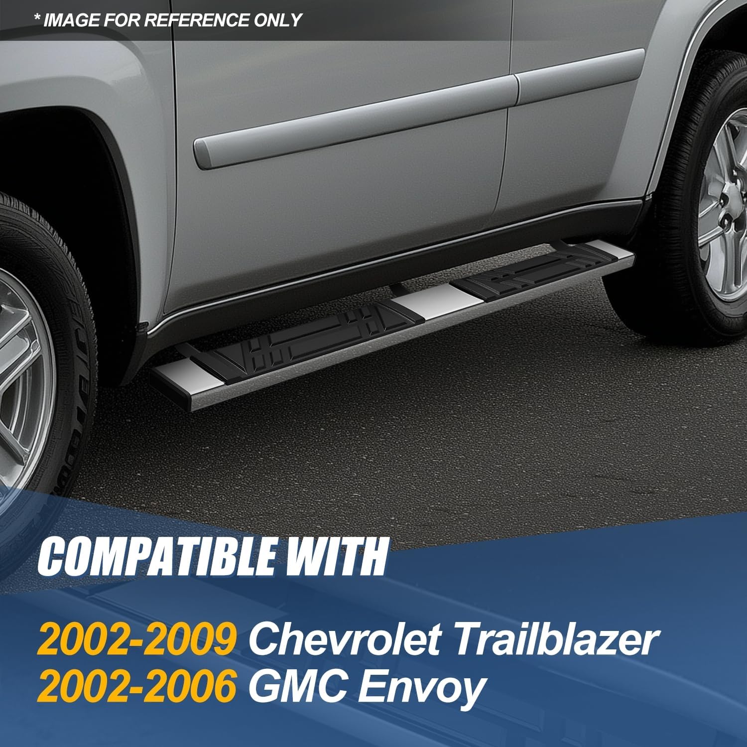 Auto Dynasty Running Boards Compatible with 2002-2009 Chevy Trailblazer GMC Envoy, Stainless Steel Side Step Rail Nerf Bars, 6.5" x 73" Step Bars, Polished Chrome