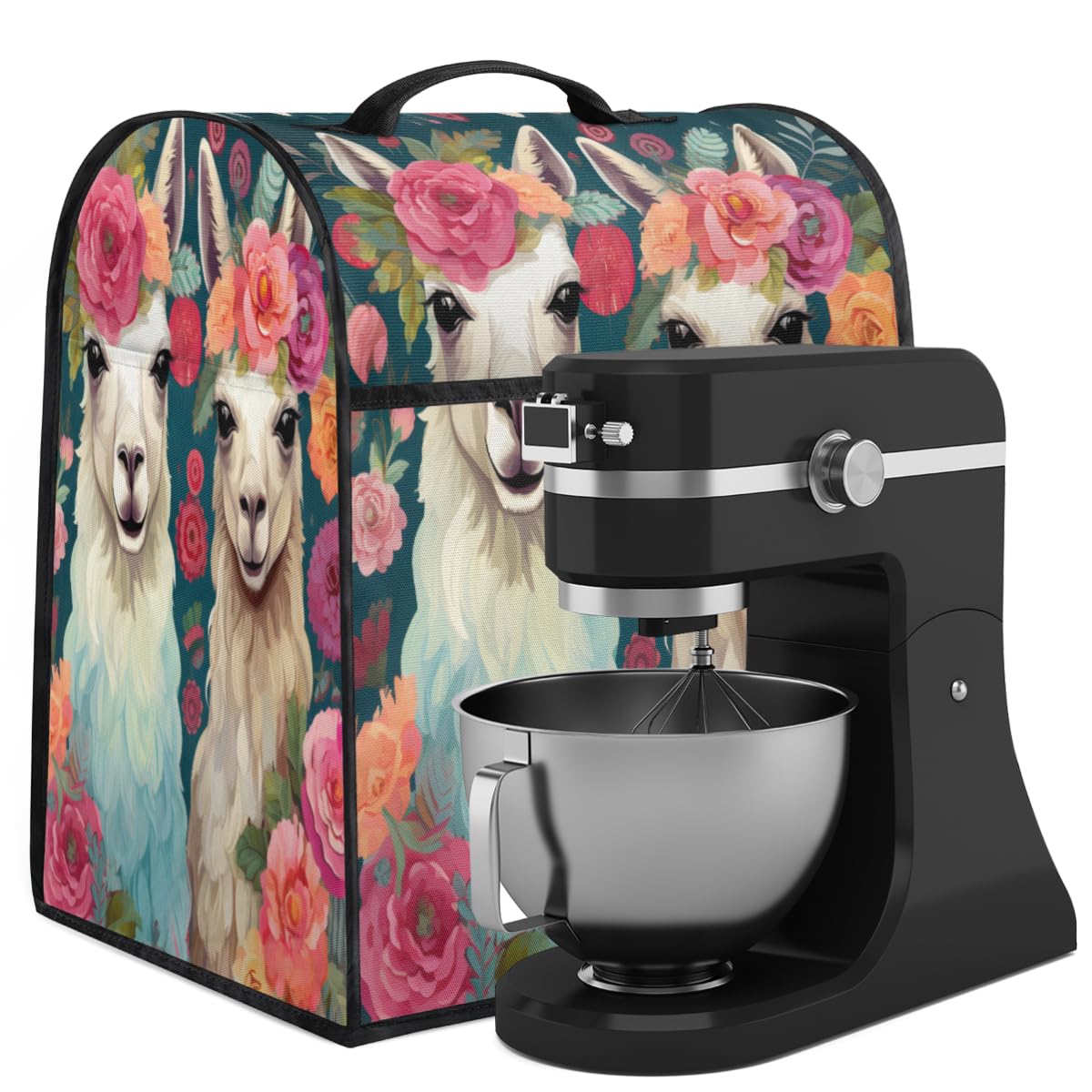 Coffee Maker Cover Flower Alpaca Animal Kitchen Appliance Covers Small Appliance Covers Blender Cover Juicer Cover Dust Covers for Kitchen Appliances with Top Handle and Pockets,Washable,C712
