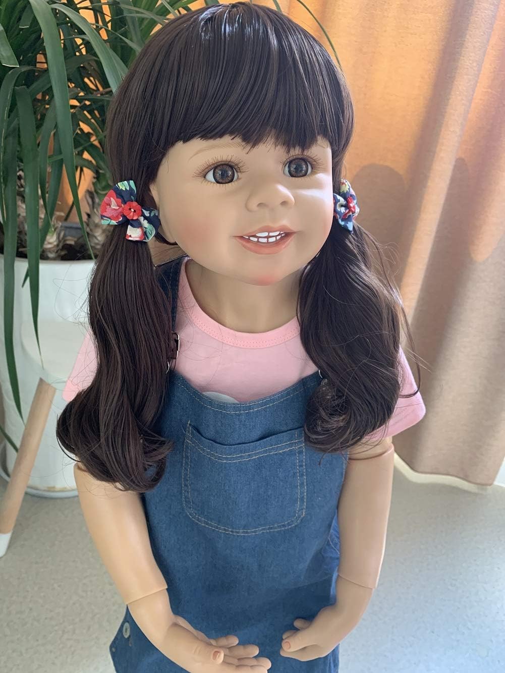 Huge Reborn Toddler Girl Doll 39 inch Full Body Vinyl Life Like Baby Dolls Curly Hair Can Stand Girl Model Ball Jointed Doll Collectible High Qualtity