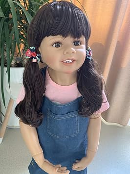 Huge Reborn Toddler Girl Doll 39 inch Full Body Vinyl Life Like Baby Dolls Curly Hair Can Stand Girl Model Ball Jointed Doll Collectible High Qualtity