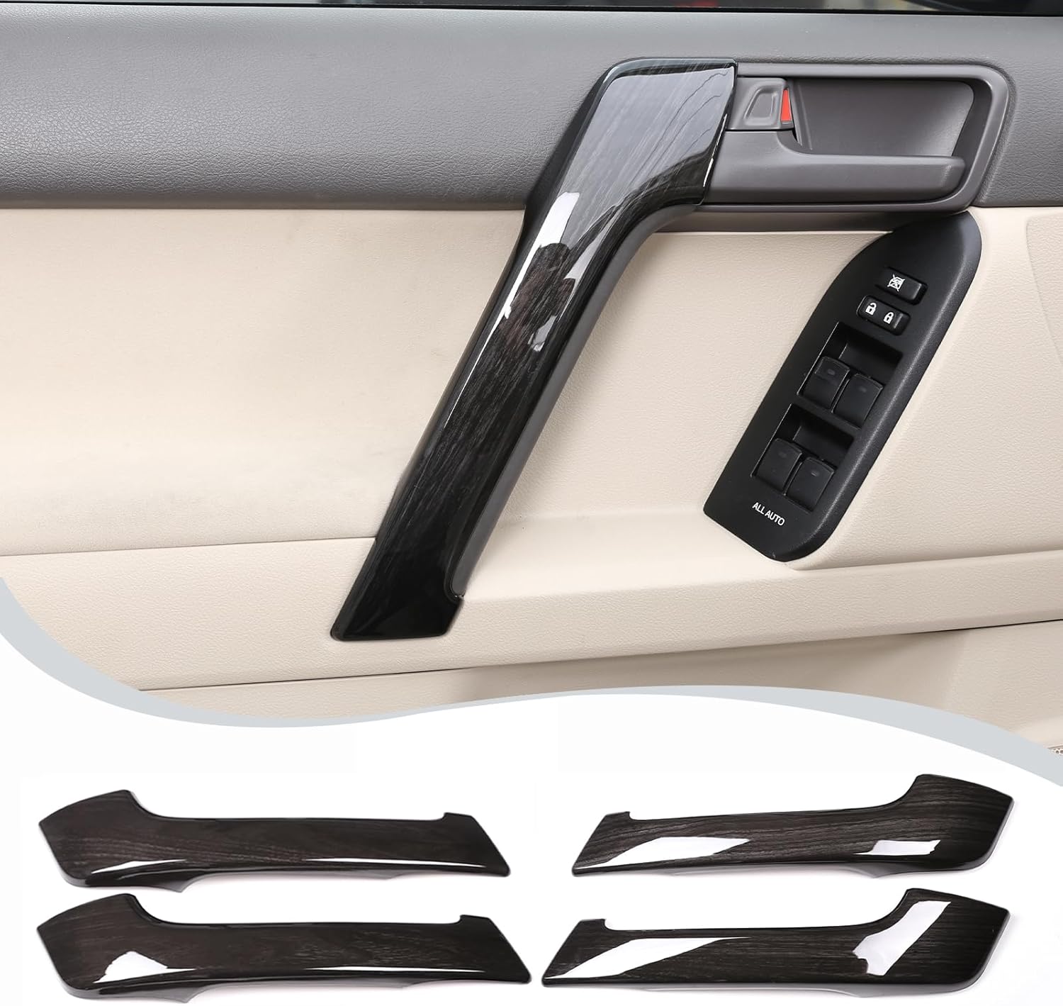 LLKUANG Car Inner Door Handle Cover Decorative Kit Compatible with Toyota Land Cruiser Prado FJ150 LC150 150 2010-2018 ABS Car Interior Door Handle Protection Trim Cover Molding Accessories