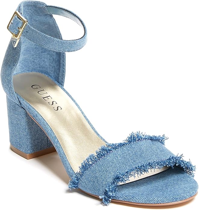 denim block heel sandals