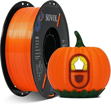 Sovol 3D Printer PETG Filament 1.75mm 1KG 2.2lbs, High Precision, Strong Toughness, Wiring Tightness, Dimensional Accuracy +/- 0.03 mm, 3D Printing PETG Filaments, Orange