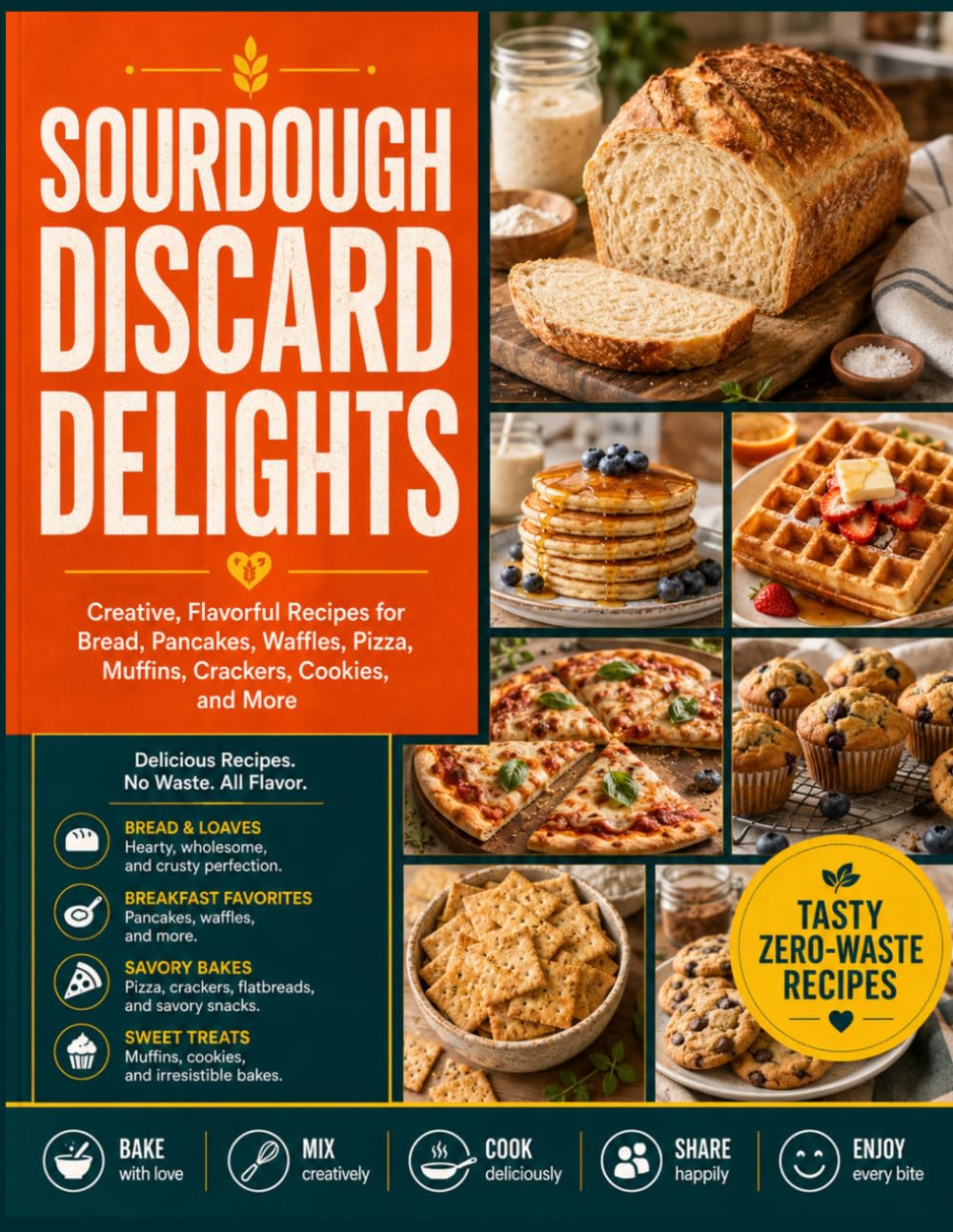 Sourdough Discard Delights: Creative, Flavorful Recipes for Bread, Pancakes, Waffles, Pizza, Muffins, Crackers, Cookies, and More