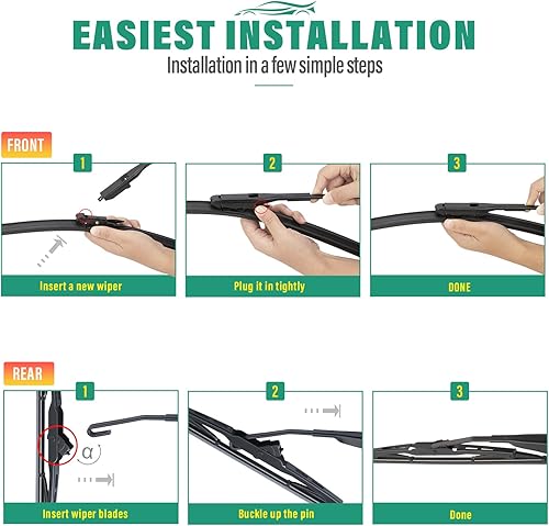 Vista 28 de 26" 20" 16" Windshield Wiper Blades Replacement for Dodge Grand Caravan 2008-2020 / Chrysler Town & Country 2008-2016 Premium All Weather Front Rear