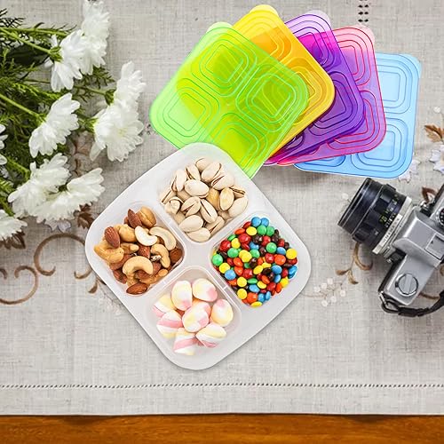 Miniatura 8 de AVLA Paquete de 10 cajas Bento para aperitivos, contenedores reutilizables para preparación de comidas, 4 compartimentos, cajas de almuerzo Bento